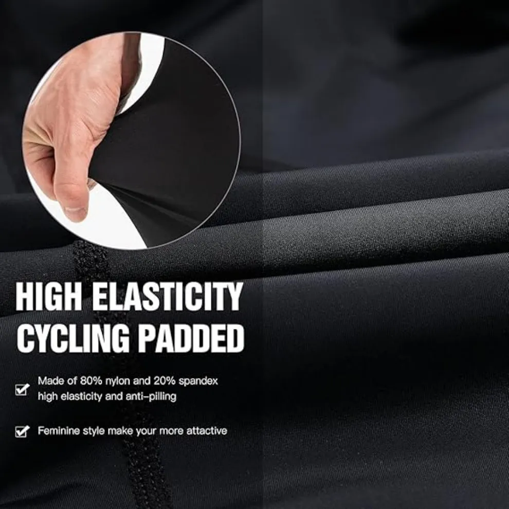 Roupas de Ciclismo Femininas com Cintura Alta 4D Capris Almofadados 7/8 Calças de Ciclismo com Bolsos