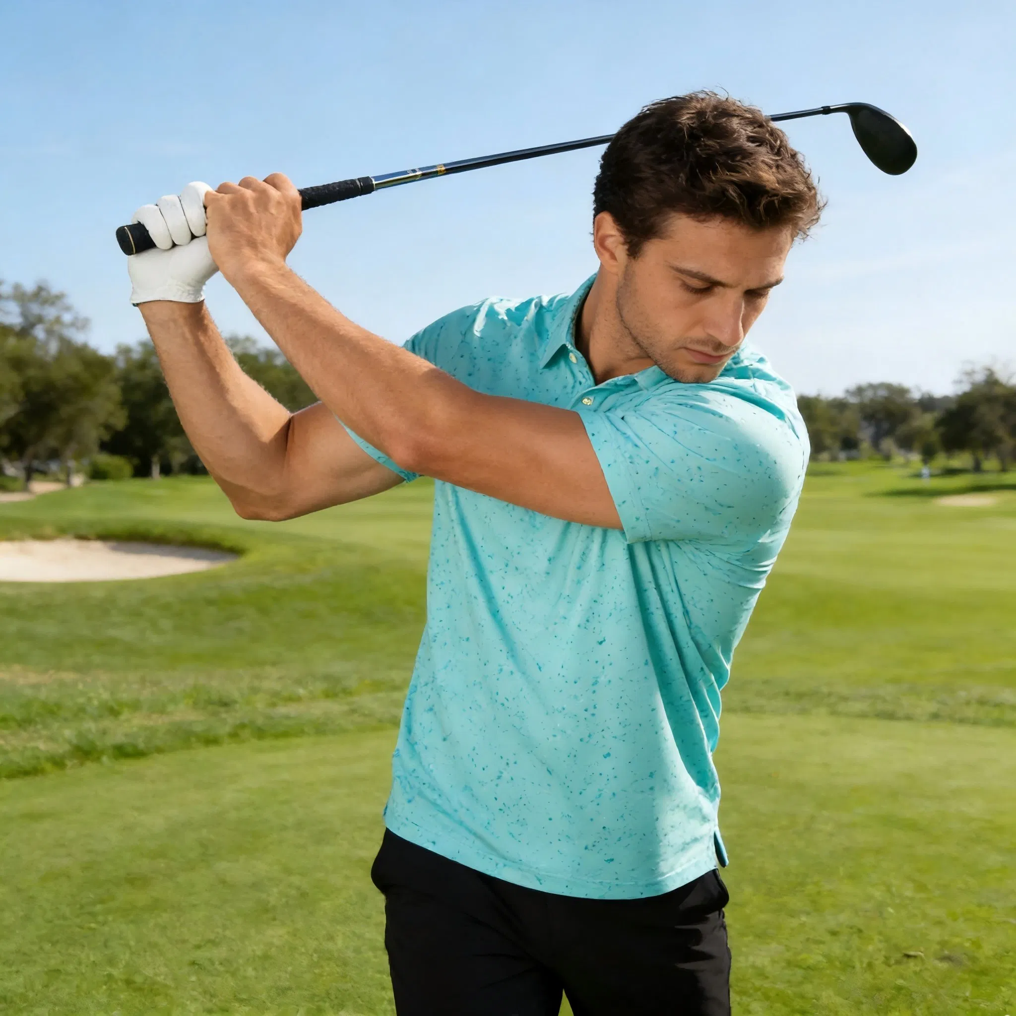 Bordado Personalizado Camisa Polo Masculina de Golfe Manga Curta Roupas de Golfe