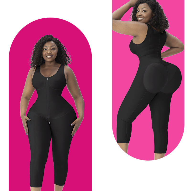 Calças Longas Cirúrgicas com Zíper na Cintura, Cinta Colombiana, Modelador, Compressão, Roupas Pós-Cirúrgicas, Faja Colombiana