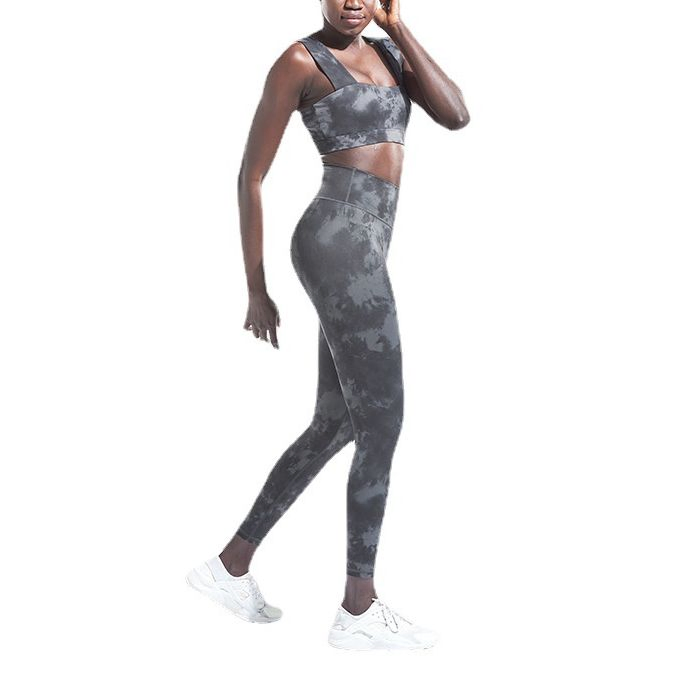 Conjunto de Treino Feminino Leggings de Cintura Alta Sutiã de Esporte Roupas de Academia
