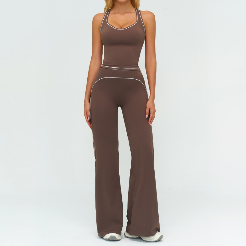 Roupas Elegantes e Respiráveis para Mulheres, Calças de Perna Larga + Top de Treino, Conforto Macio, Moda Feminina