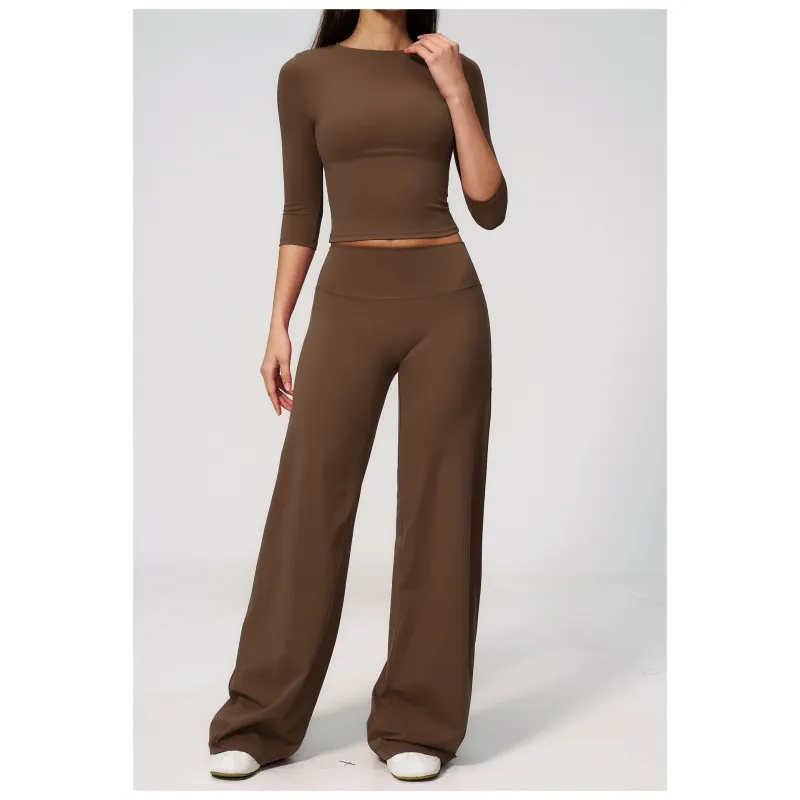 Novo Conjunto de Fitness Casual para Mulheres com Alta Elasticidade para Yoga 2 Peça de Exercício ao Ar Livre com Secagem Rápida