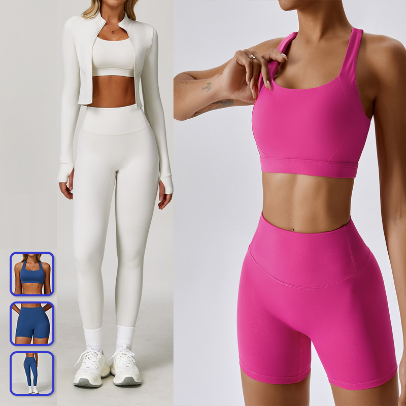 Conjunto de Leggings e Sutiã Esportivo Feminino para Academia, Roupa Casual para Exercícios