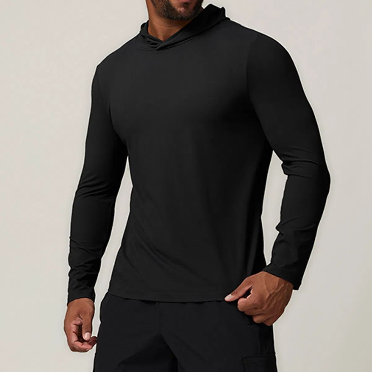 Camisetas de moletom com capuz casuais masculinas, secagem rápida, de manga longa, pulôver para corrida, vestuário de fitness para atividades ao ar livre