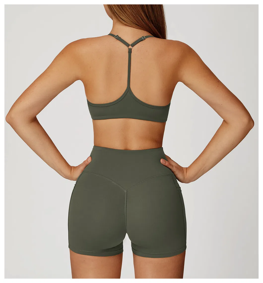 Sutiã esportivo longo com decote em V sexy para mulheres