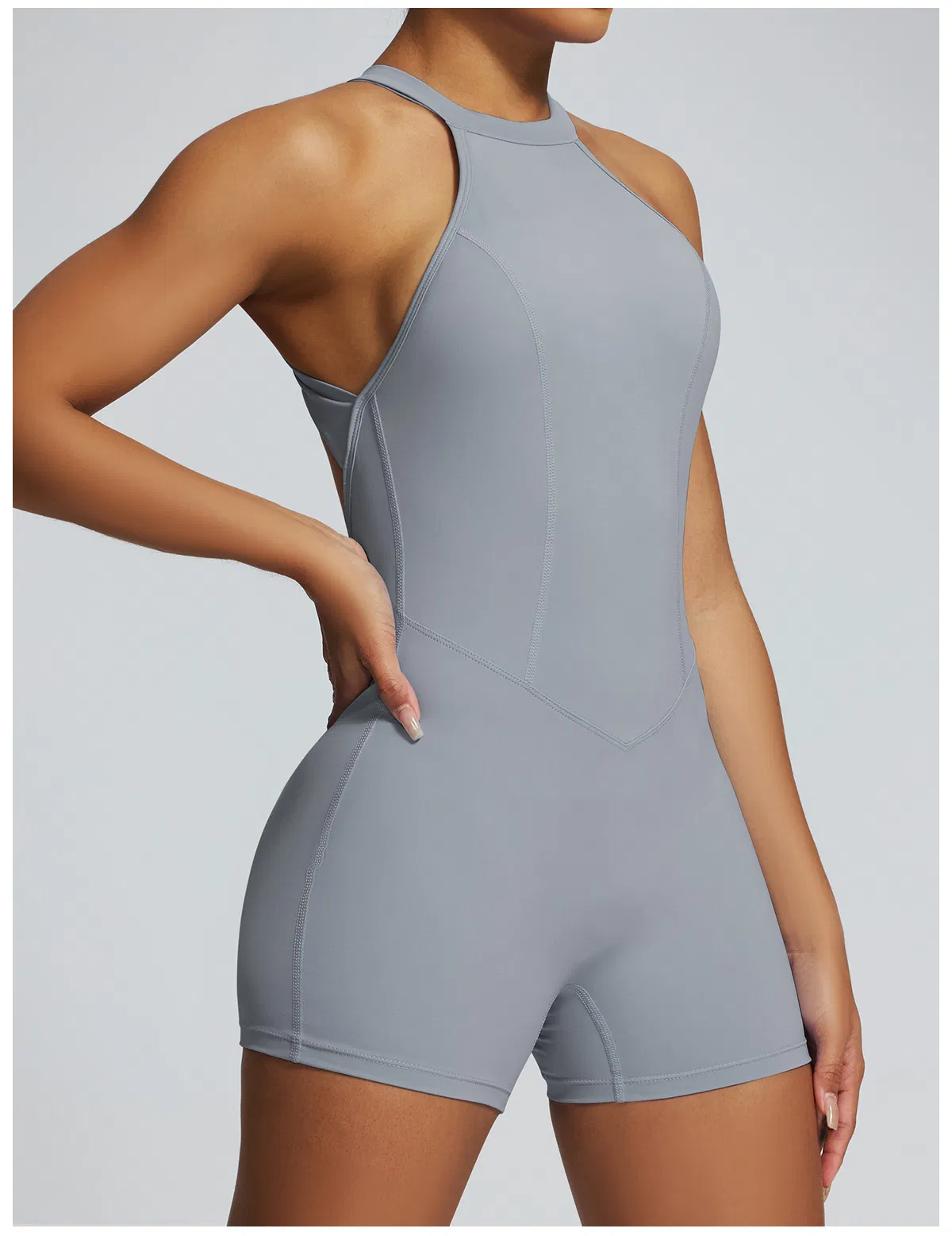 Conjunto de Roupas de Yoga e Corrida Feminino, Top Esportivo Sexy e Shorts de Cintura Alta para Treino