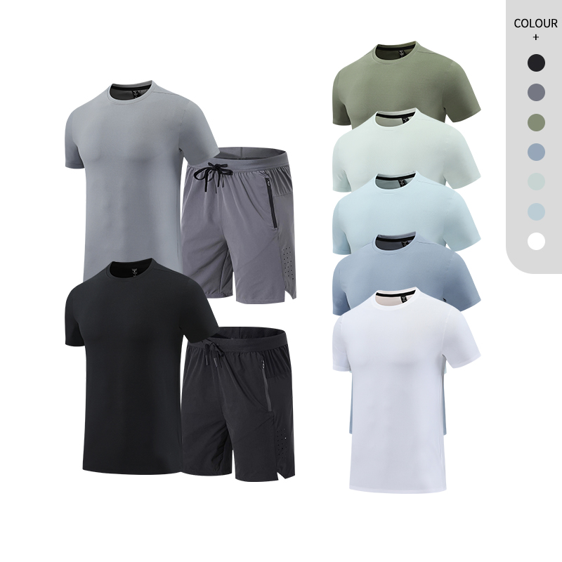 Conjunto de Camisa e Shorts Masculino 2 Peça Conjunto de Treino Academia Rápido Secagem Roupas Ativas Fitness Traje
