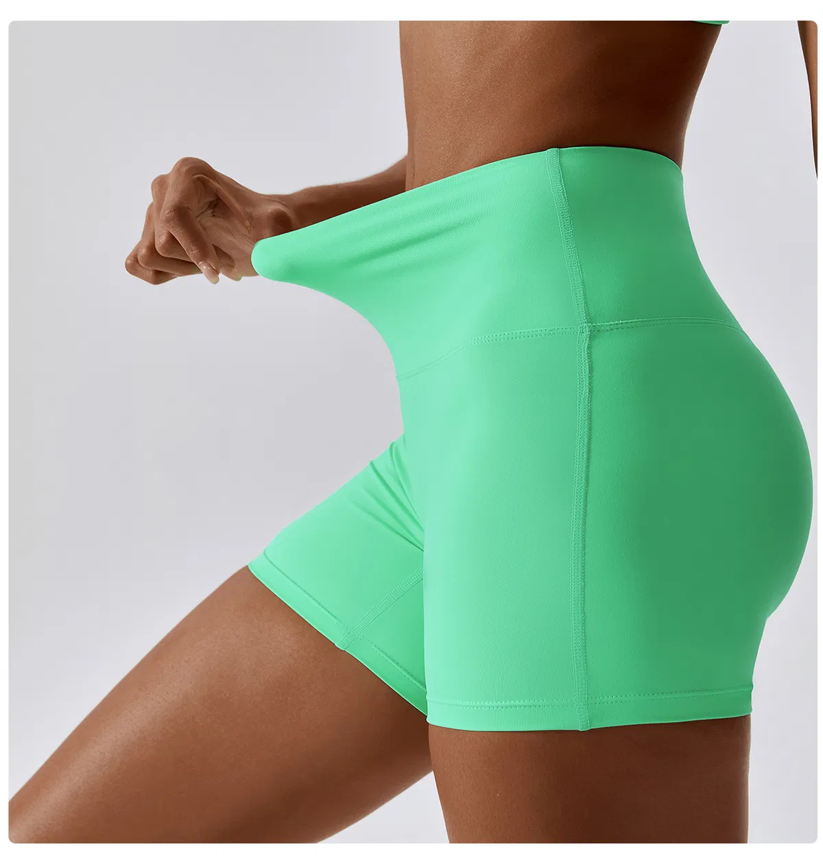 Shorts de Ciclismo Atacadista de Cintura Alta com Controle de Barriga e Levantamento de Bumbum para Atividades Físicas e Yoga