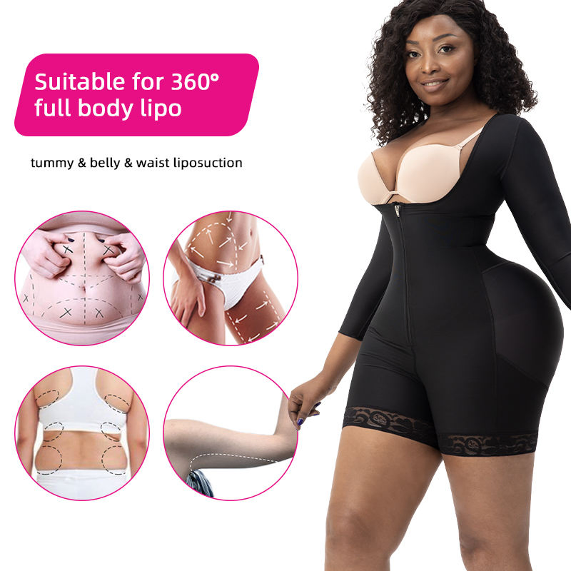 Cirurgia pós-operatória de lipoaspiração, levantamento de glúteos, faja, roupas modeladoras, modeladores, corpete aberto, vestuário de modelagem corporal, roupa de compressão