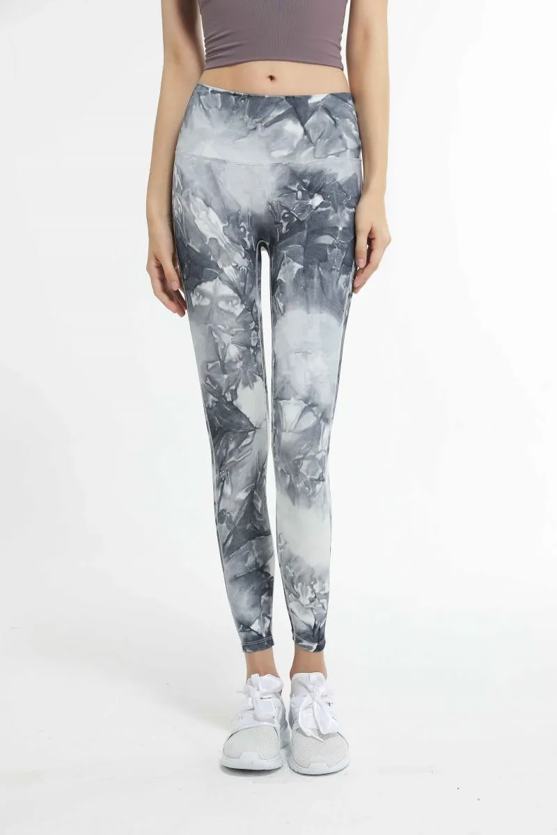 Conjunto de Yoga Feminino com Estampa Elegante, Calças de Ginástica com Push Up