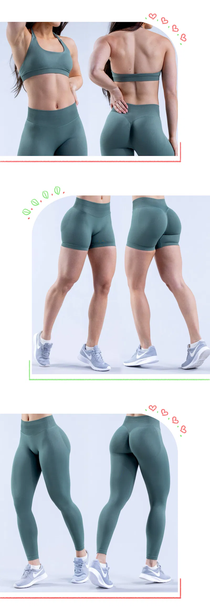 4 Conjunto de Treino Sexy Sem Costura para Mulheres, Sutiã Halter Neck Personalizado + Shorts de Bumbum + Leggings de Yoga, Roupas de Atividade para o Ginásio