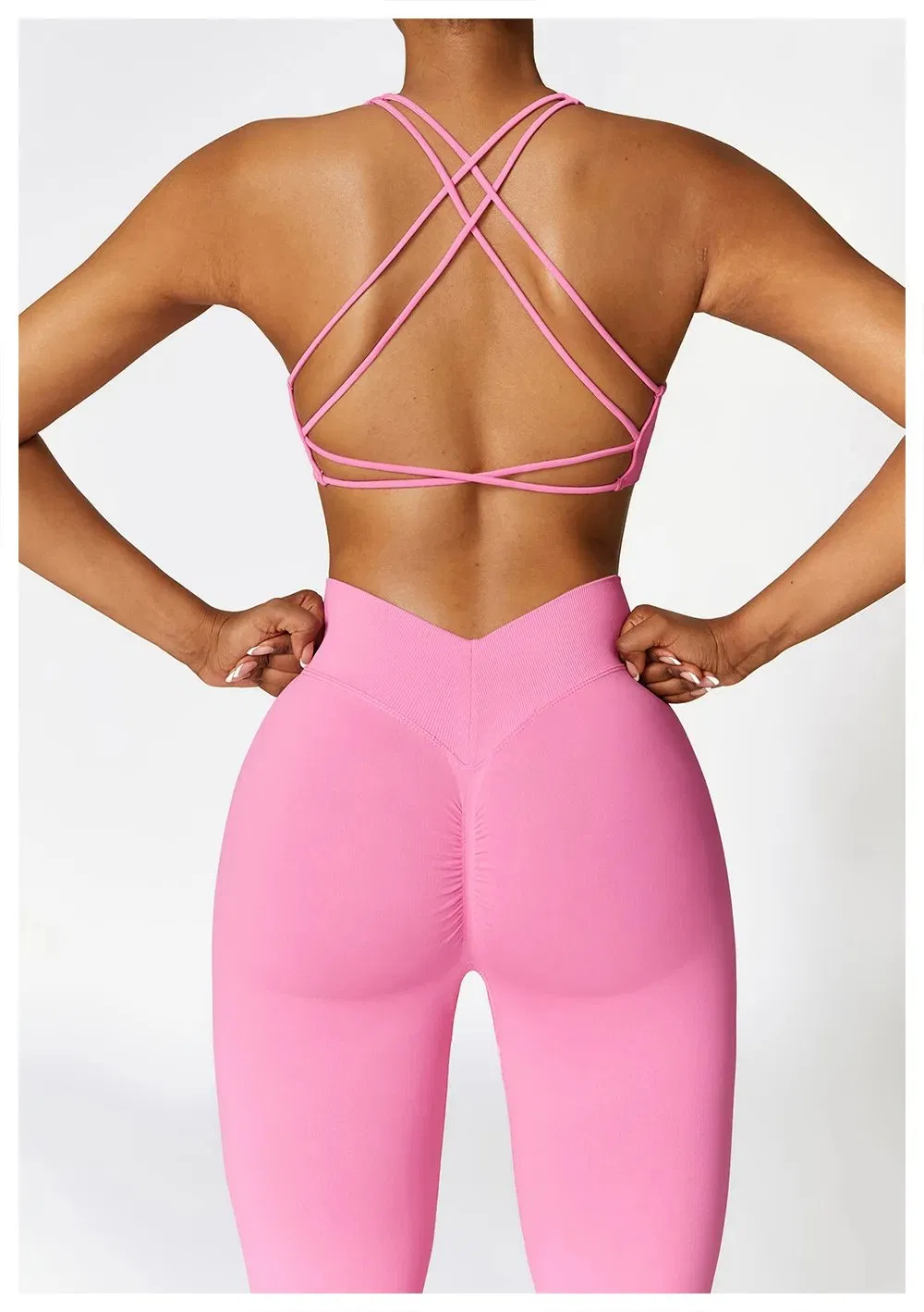 Conjunto de Yoga Flare com Bolso Traseiro para Beleza, Conjunto de Ginástica Sexy com Costas Cruzadas para Mulheres