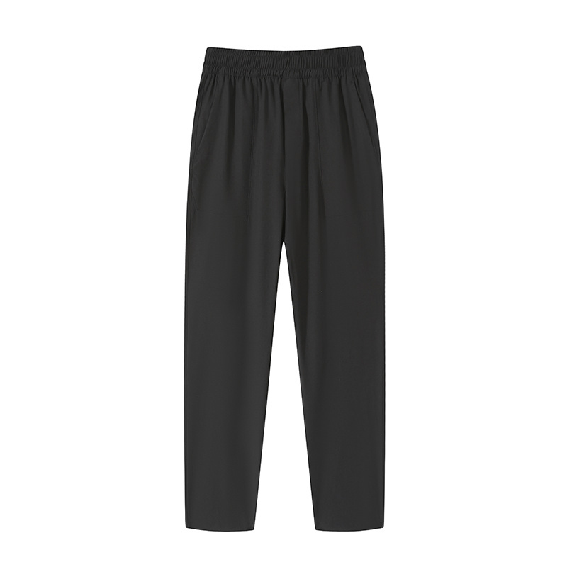 Roupas esportivas, Calças de secagem rápida, Calças longas soltas de outono para homens em seda de gelo fina para corrida ao ar livre, Calças longas casuais para treinamento de yoga e fitness