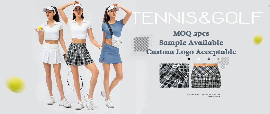 Conjunto de Duas Peças de Design de Bolso para Atacado, Roupas de Fitness para Yoga, Saias de Tênis para Mulheres