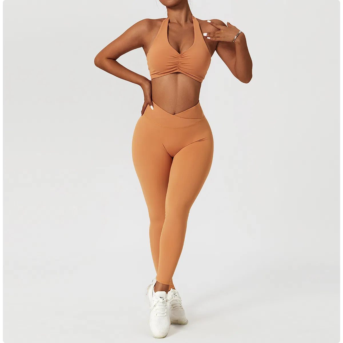 Conjunto de Roupas de Esporte Femininas para Yoga 2 Peça Conjunto de Treino Rápido Secagem Top Leggings Alta Elasticidade Sexy Academia Corrida Roupas de Fitness
