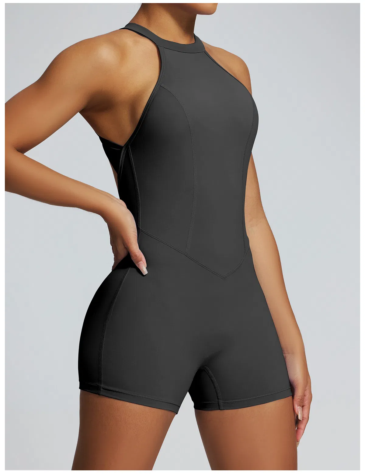 Conjunto de Roupas de Yoga e Corrida Feminino, Top Esportivo Sexy e Shorts de Cintura Alta para Treino