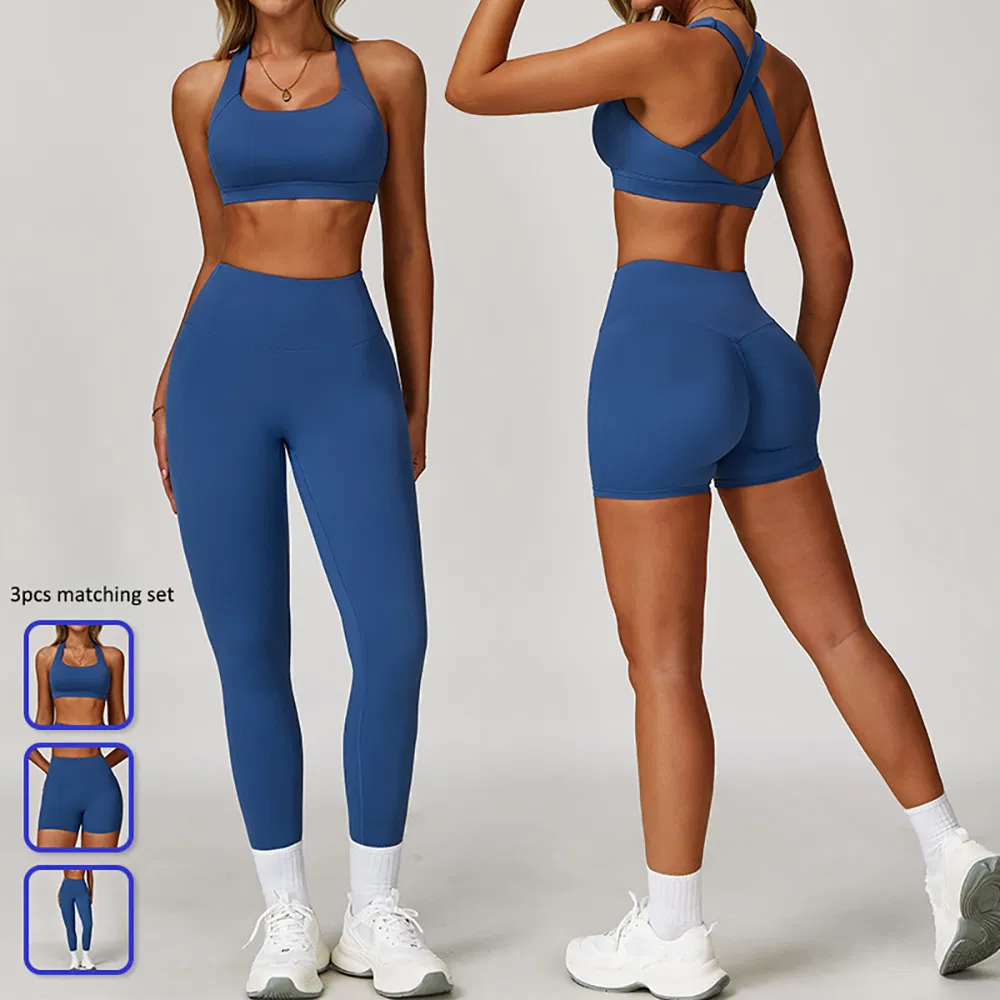 Logotipo Personalizado 4PCS Roupas de Ginástica para Mulheres, Sutiãs Esportivos de Alto Impacto + Jaqueta para Treino na Academia + Shorts Biker de Cintura Alta à Prova de Choque + Leggings