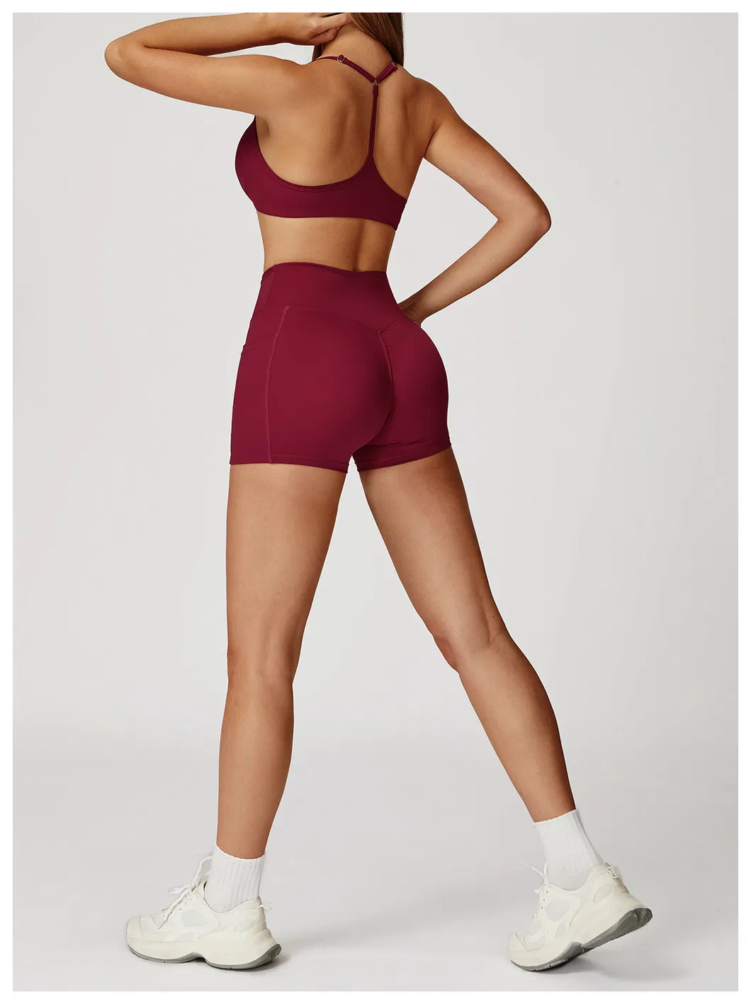 Sutiã esportivo longo com decote em V sexy para mulheres