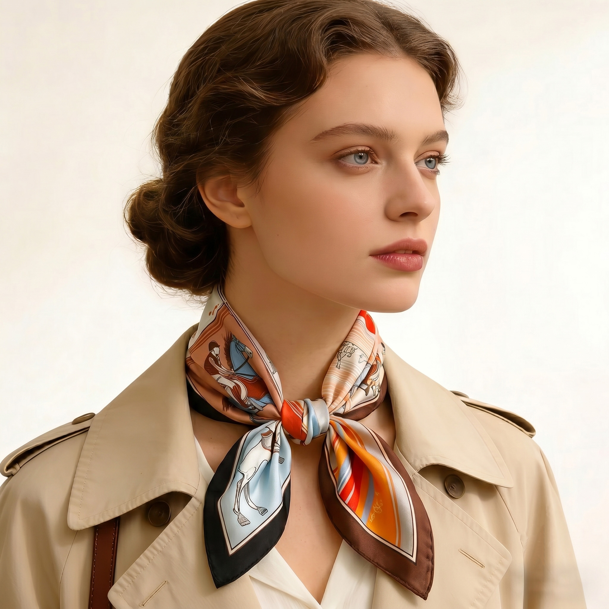 Luxury Horse Print Polyester Fashion Scarf Women Elegant 70x70cm Square Headscarf Breathable Floral Hair Bandana Neckkerf