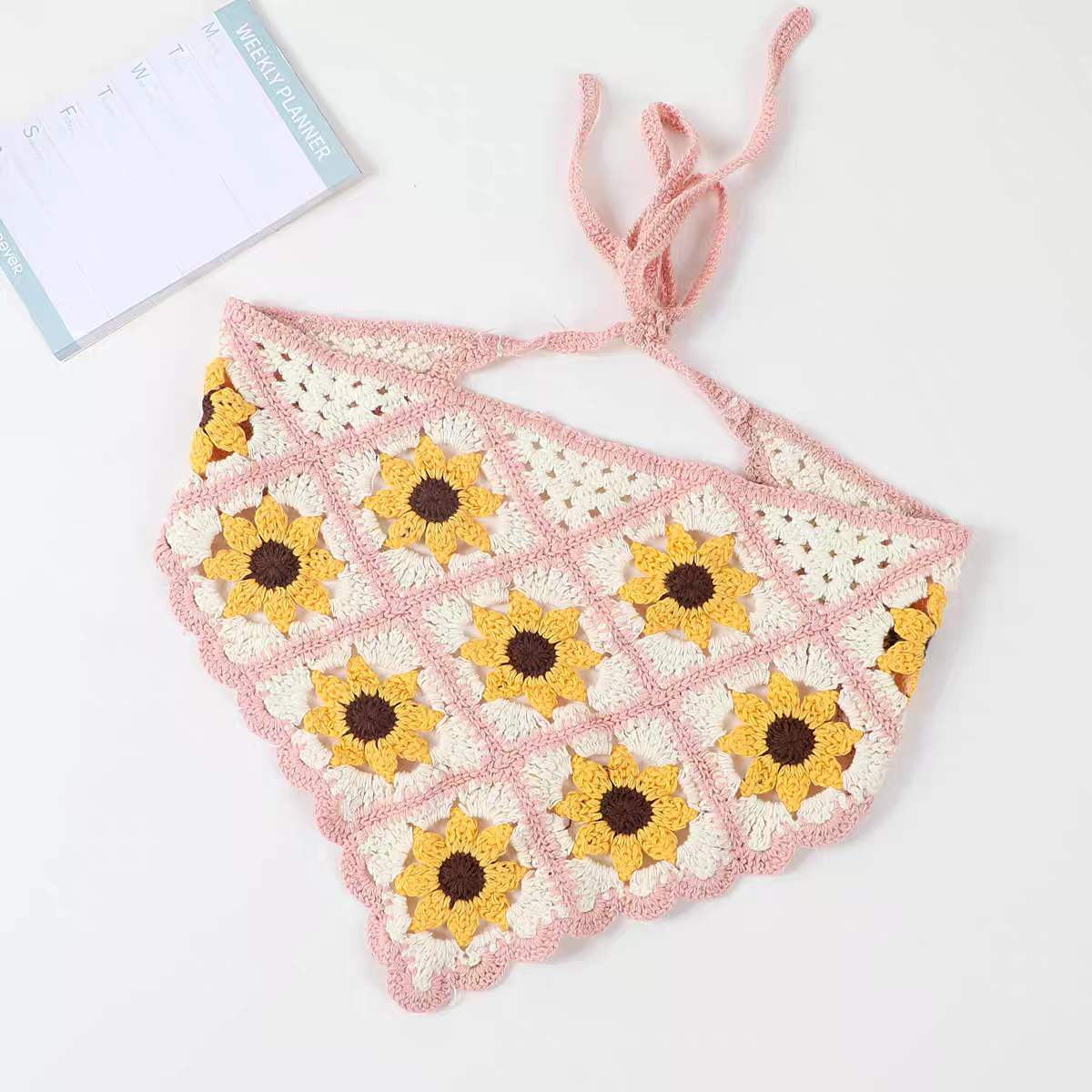 Women Flower Headwrap DAISY Crochet Headband Head Kerchief Triangle Headscarf Lovely Bandana Hair Accessories