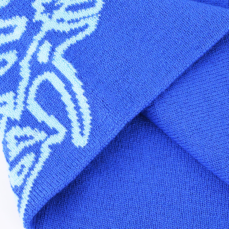 Fuzzy Full Jacquard Winter Knitted Custom Logo Hats Skull Caps Soft Beanie