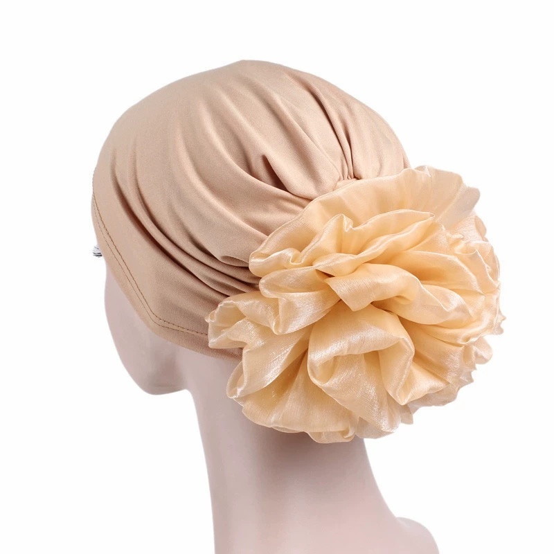 New Fashion 3D Flower Ruffle Turban Headwraps Turban Style Hijab Head Cover Turban for Women Hair Styling Tools