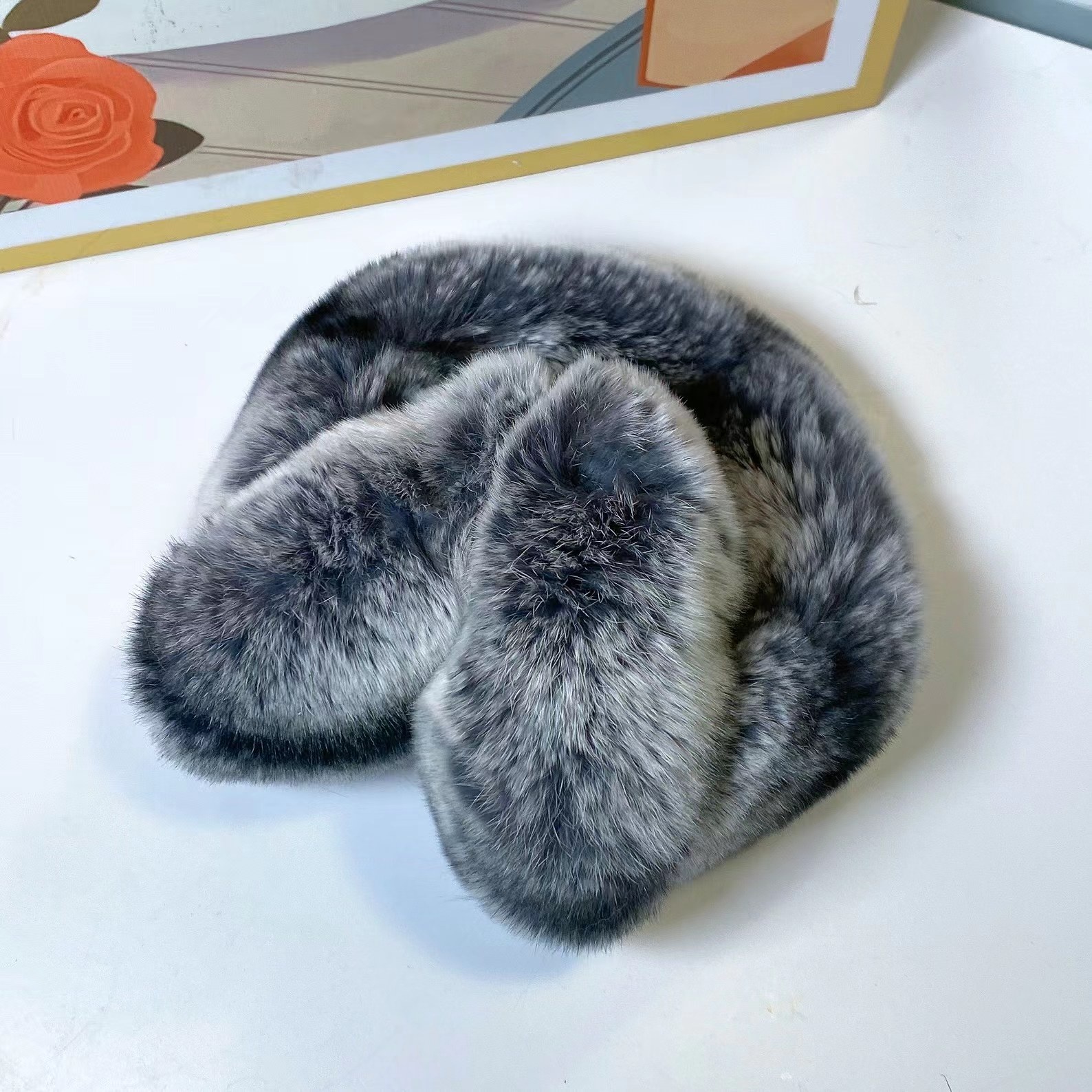 EM-R Winter Rabbit Fur Ear Muffs Whole Headband Earmuffs