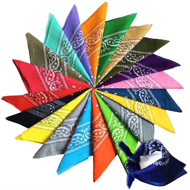 OEM Service Wholesale Multifunctional Custom Design 55*55cm Cotton Square Bandana With Logo