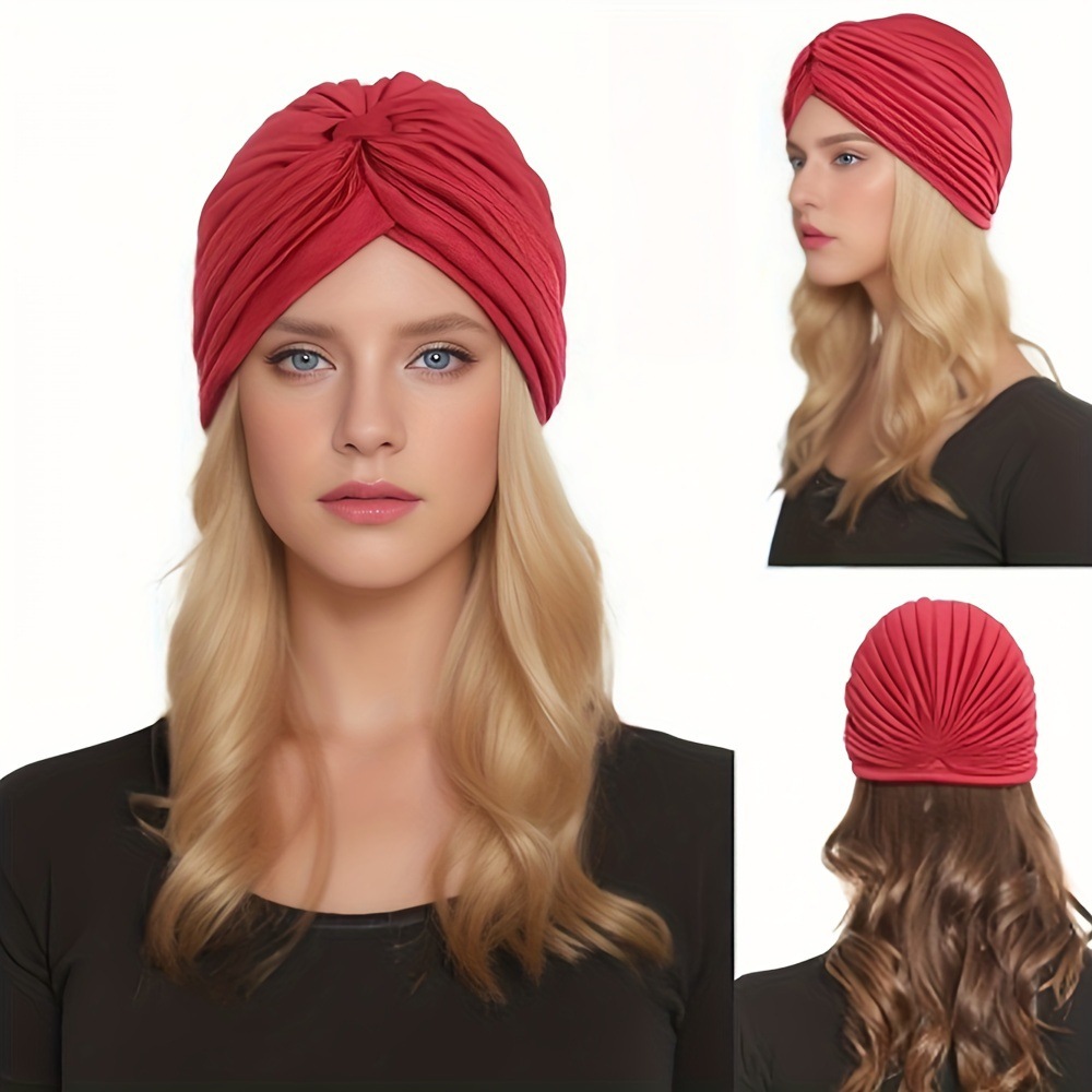 Ethnic African Muslim Chemo Cap Women Head Cover Wrap Hair Wrap Stretchy Knotted Sleep Turban