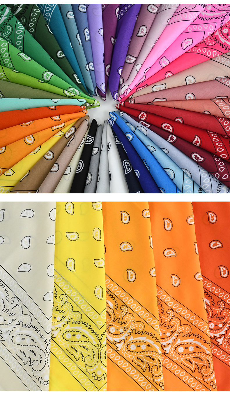 Wholesale Promotion Multifunction Custom Logo Colourful Polyester Cotton Sports Square Headwear Scarf Classic Paisley Bandana