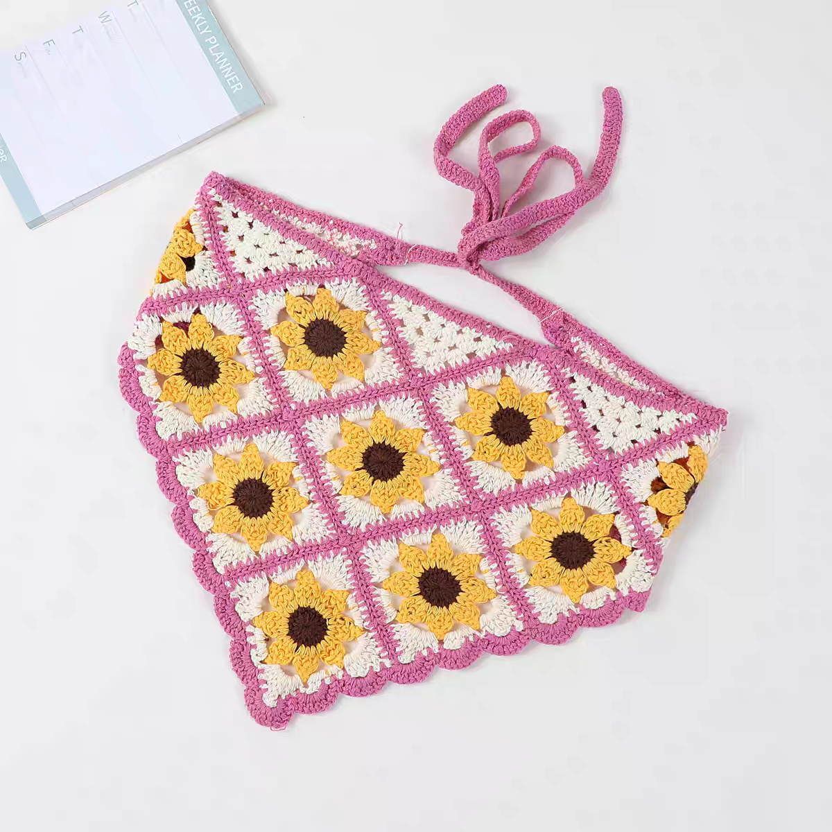 Women Flower Headwrap DAISY Crochet Headband Head Kerchief Triangle Headscarf Lovely Bandana Hair Accessories