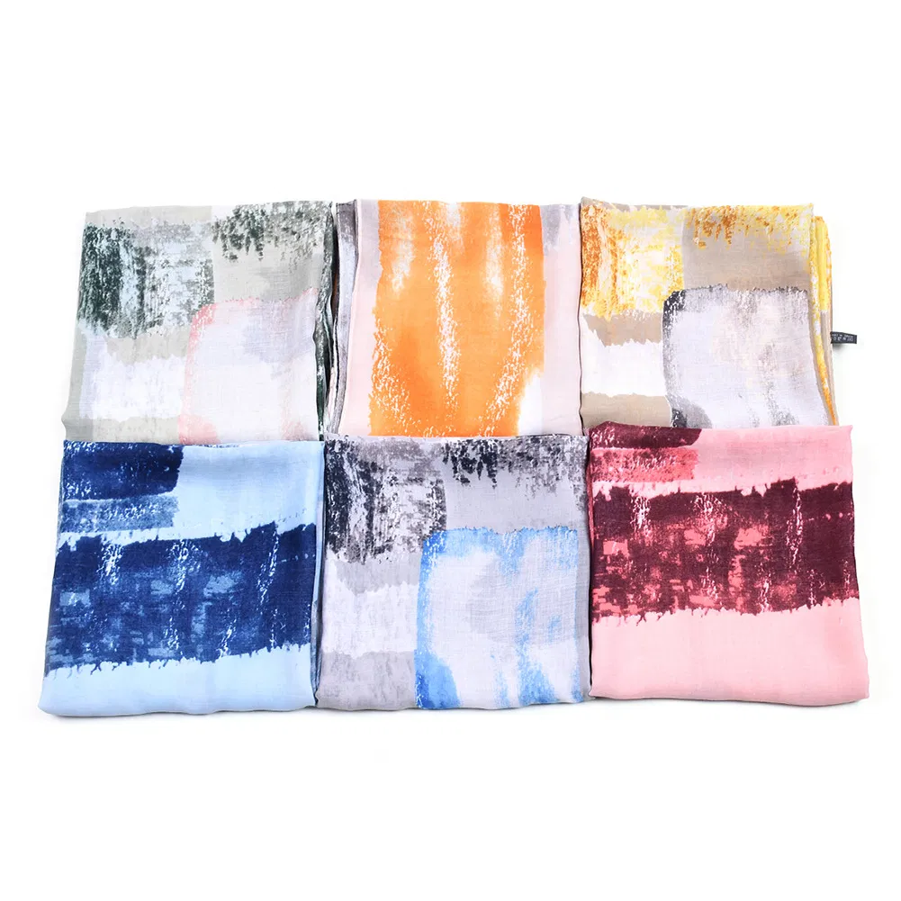 Women Graffito Print Scarf Spring Autumn Cotton Scarves Scrawl Printing Shawls Lady Wraps Soft High Quality Female Colorful Hand Drawn Paniting Hijab Stole