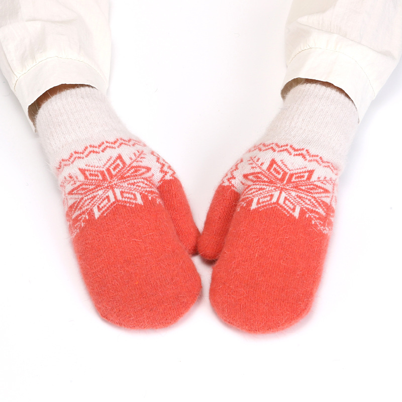 Winter Warm Mittens for Outdoor Cycling Cute Versatile Cold Weather Fleece Lined Knit Jacquard Thickened Mittens