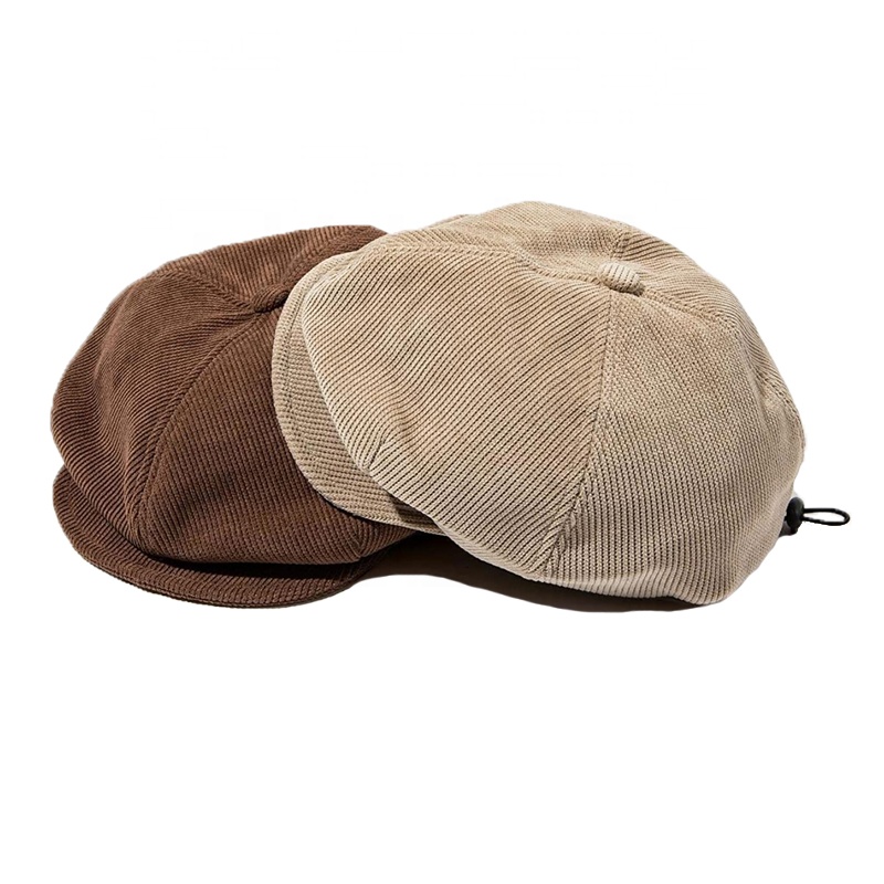 High Quality Curved Brim Adjustable Elegant Style Caps Custom Logo Knit Newsboy Ladies Beret Hats