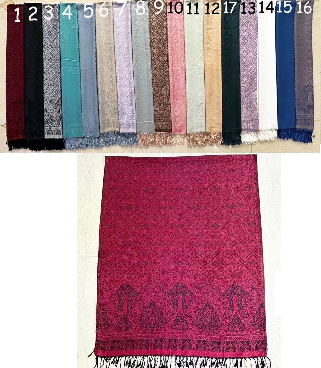New Coming Manufacturer Jacquard Paisley Floral Soft 100%Viscose Long Pashmina Stole