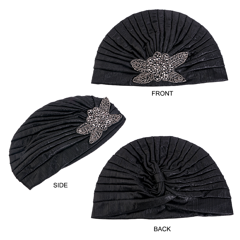 Wholesale Bright Color Jewelry Turban With Delicate Jewel Accessories Headscarf Polyester Ladies Daily Headwraps