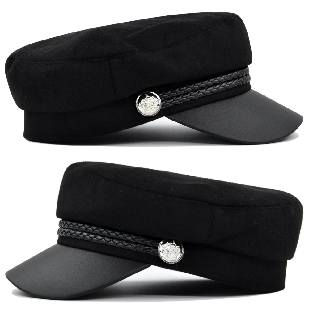 Korean Cap Metal Buckle Navy Hat Vintage Beret Winter Fashion Cap British Hat Octagonal Hat Wholesale
