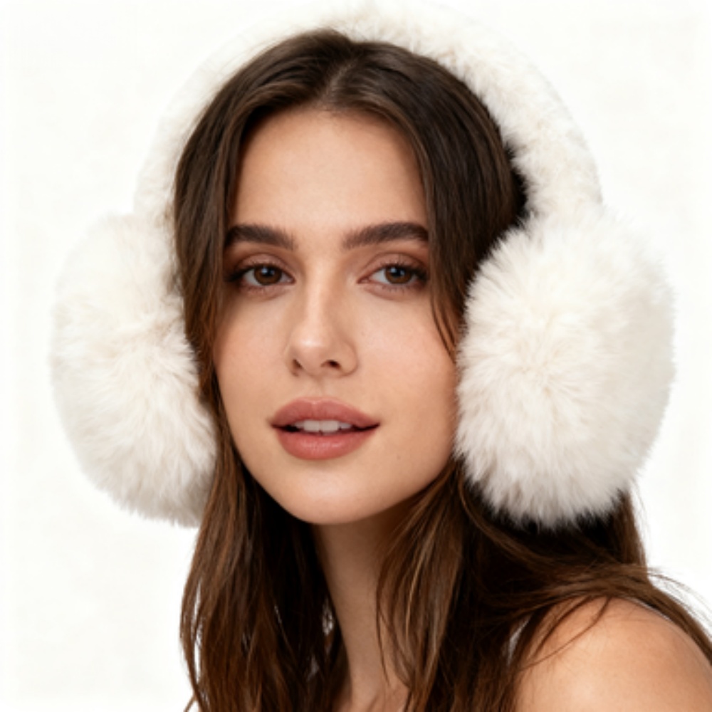 Women's Fashionable Faux Fur Ear Muffs Winter Outdoor Portable Plush Soft Warm Fleece Material