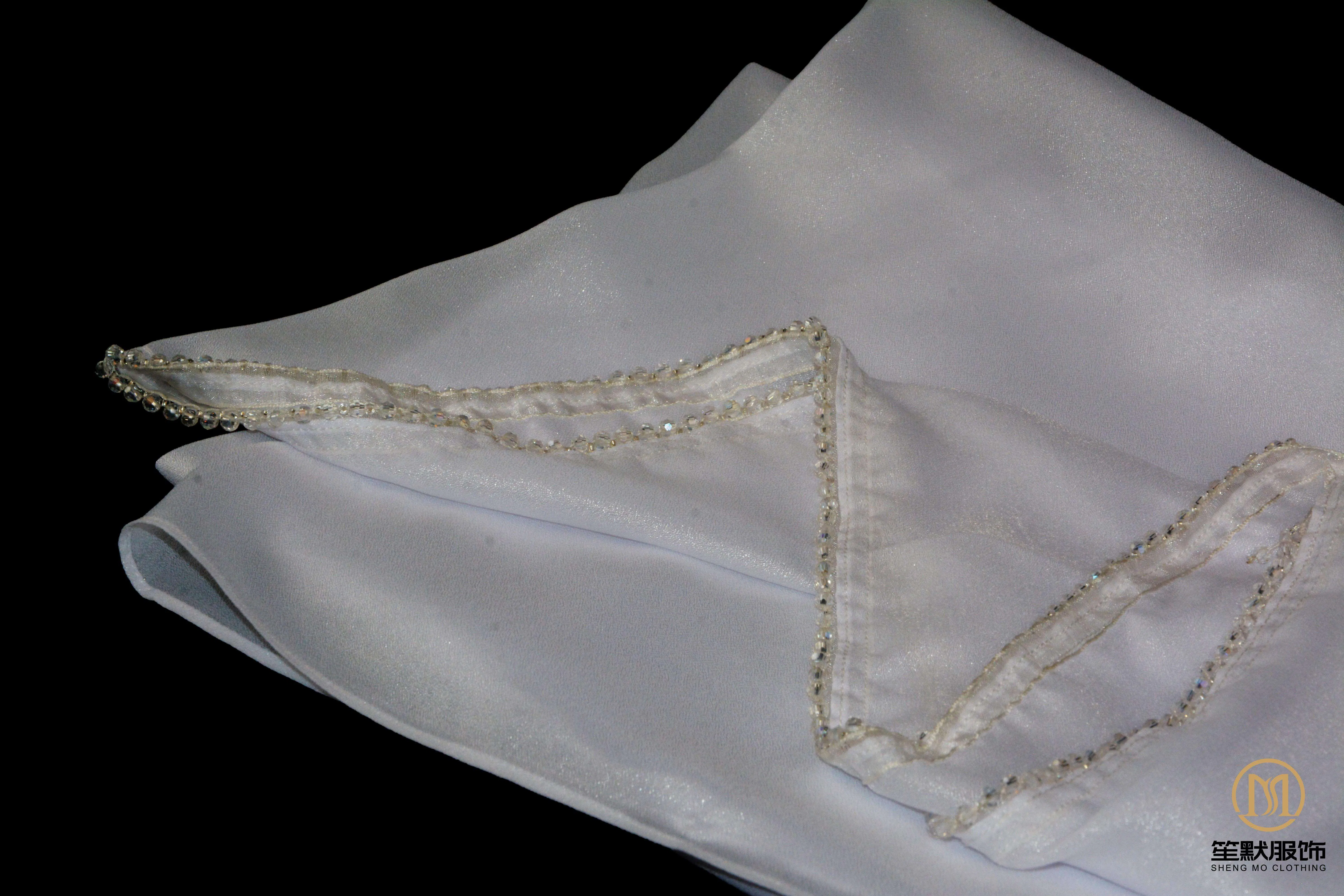 Customizable Plain Shawl Scarf with Crystal Chain Design
