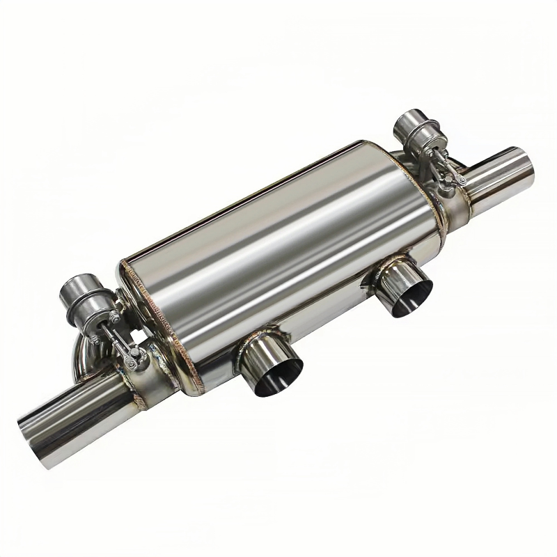 2.5/3.0-Inch T-Shaped Double Inlet/Outlet Electronic Valve Muffler Universal Stainless Steel Exhaust System for Automobiles