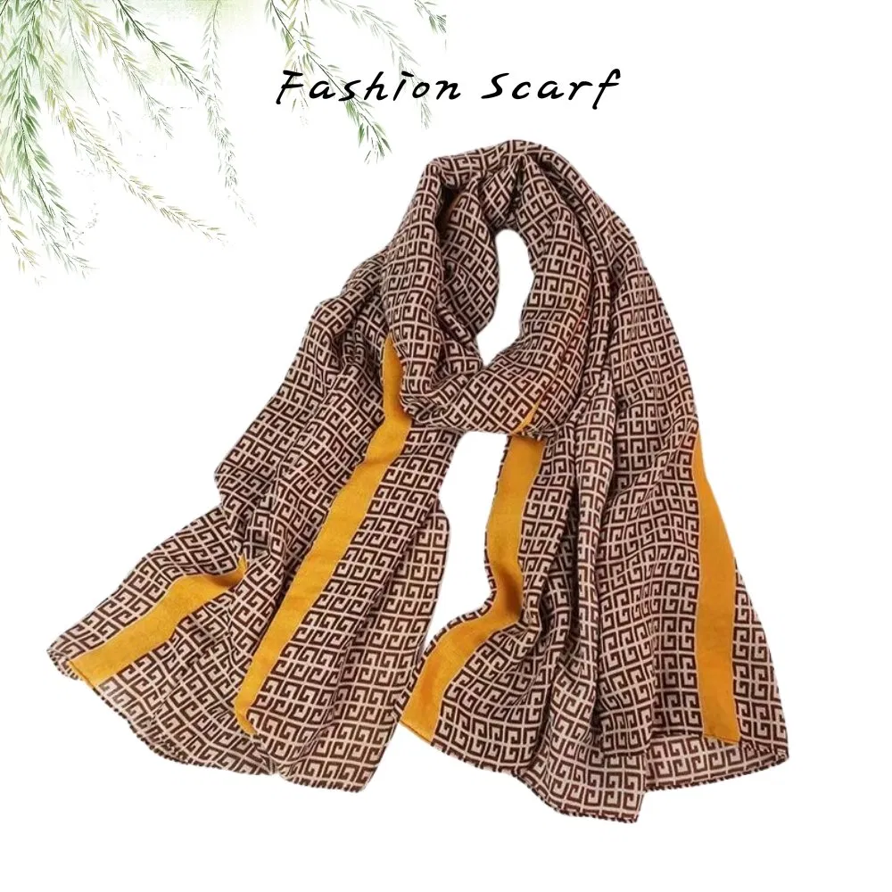 Elegant Soft Polyester Printed Hijab Scarf Muslim Headscarf Chiffon Snood for Women