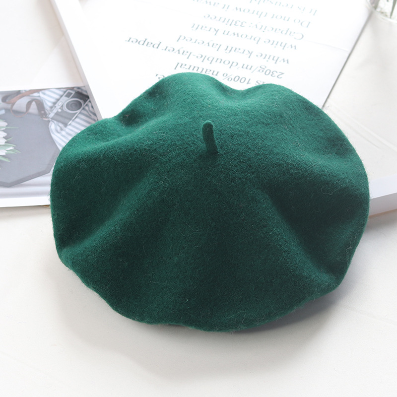 Beret Hat for Women Artist Style Winter Warm Beanie Hat Retro Plain Solid Color Elegant Lady Autumn Spring Wool Berets Caps