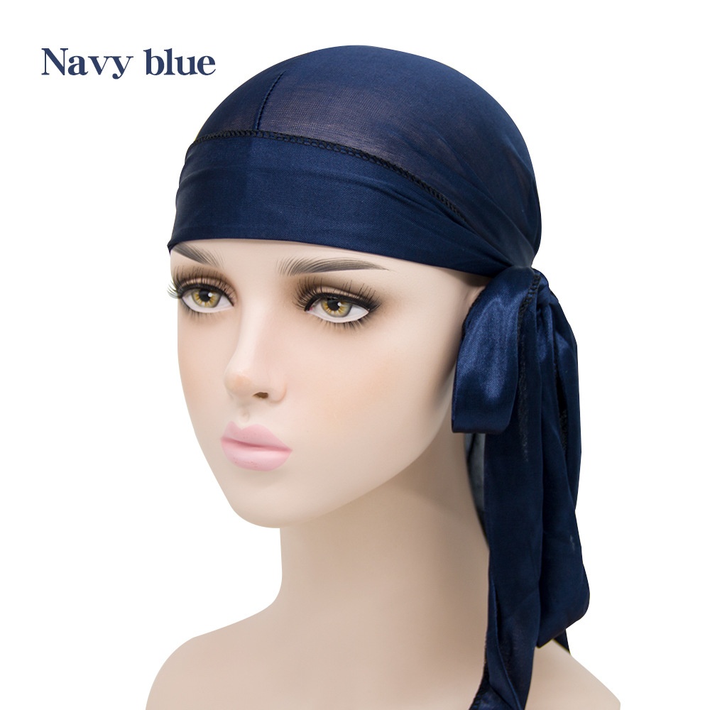 Best Quality Silky Headwraps Solid Designer Velvet Satin Durags Waves with Long Tail Pour Hommes Durags for Men Silk