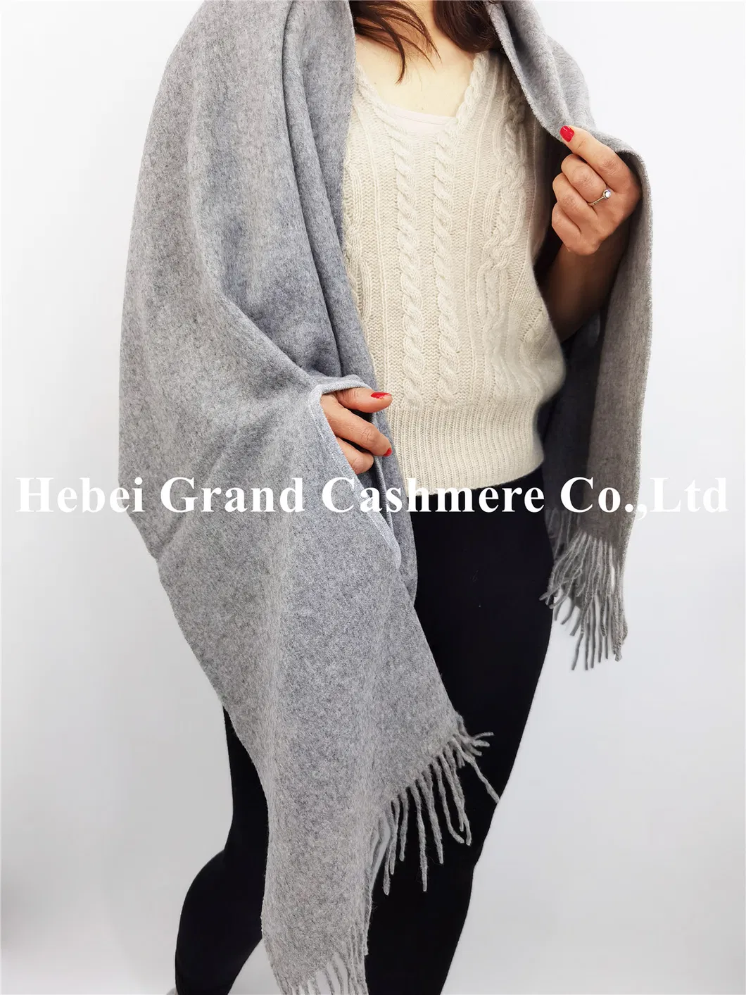 Cashmere Wool Borders Contrast Color Shawls