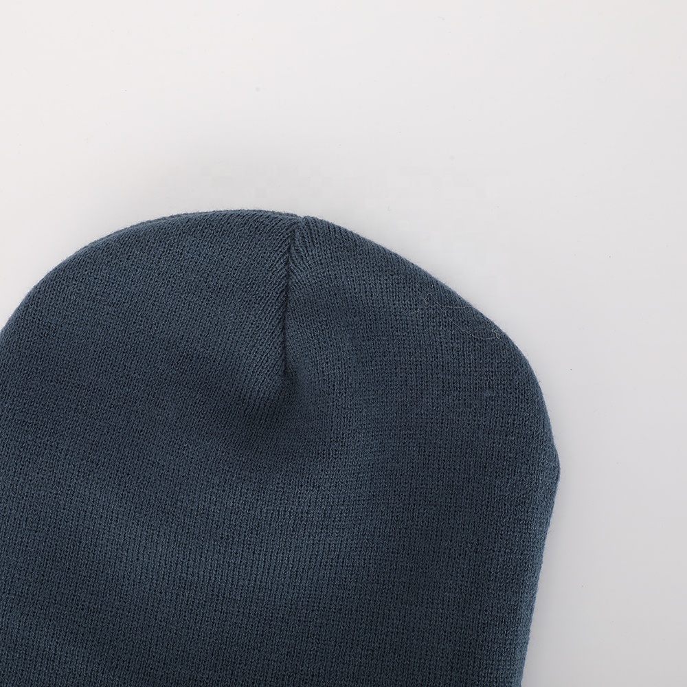 Wholesale Custom Woven Label Hat Unisex Acrylic Plain Cap Dyed Embroidery Knitted Ribbed Gorras High Quality Winter Ski Beanie