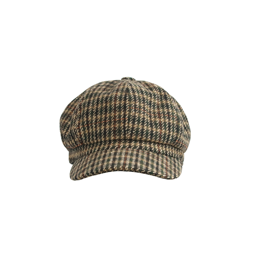 New Arrival Fashion Vintage Checkered PU Brim Beret Cap Unisex Four Seasons Casual Sports