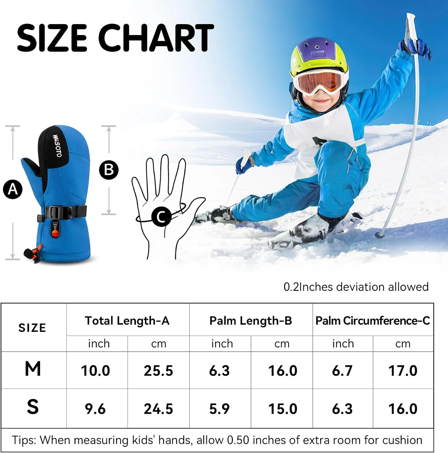 Windproof Velvet Mittens with 3000mAh Battery for Winter