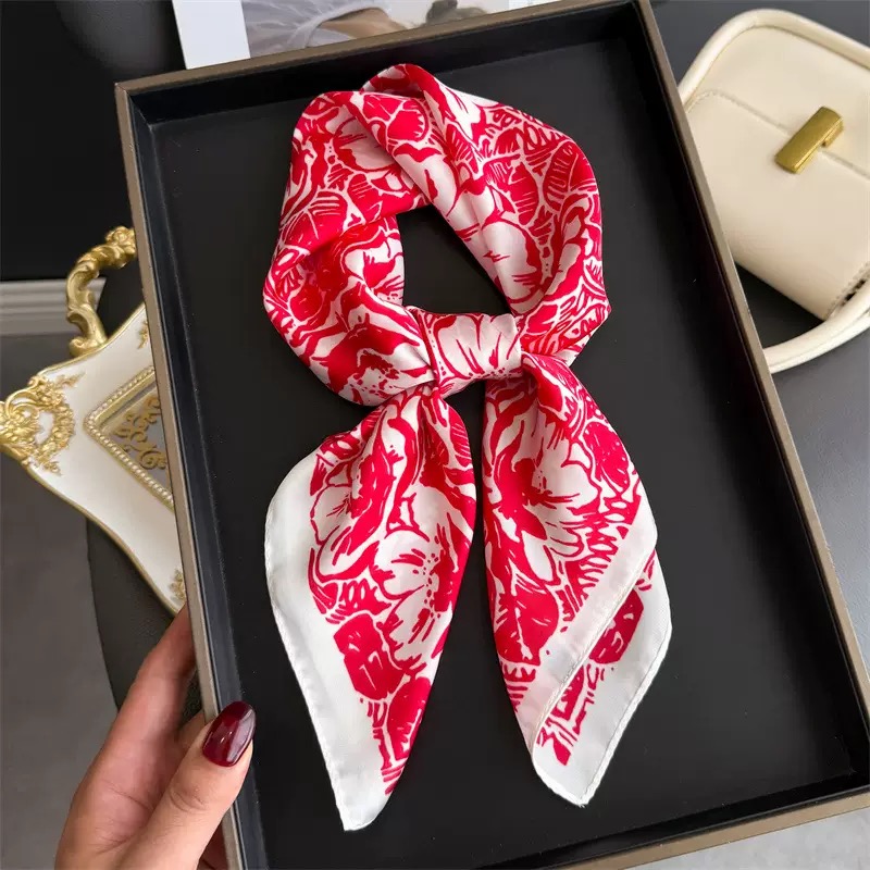 Premium Silk Satin Square Scarf Custom Pattern Bridal Gift Scarf Ladies Wedding Square HeadWrap Headscarfs