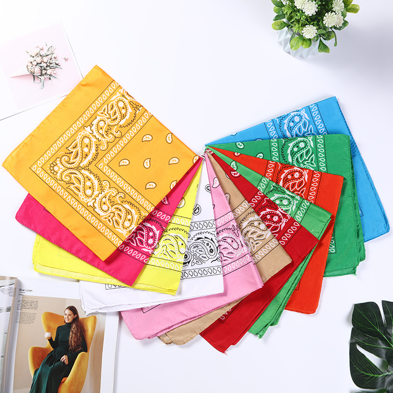 Polyester Paisley Cashew Flower square Scarf Hip-hop Outdoor Cycling Spot Wholesale Bandana Headscarf
