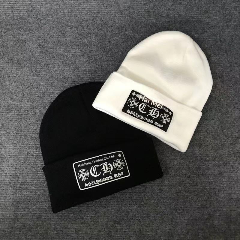 Chrome Hearts Autumn Winter New Spandex Cotton Jacquard Knitted Embroidered Hat for Adults Men's Women's Trendy Cold Cap Hooded